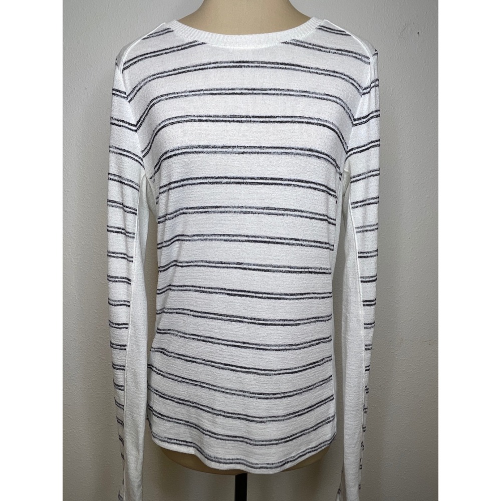 Rag & Bone Womens Top Striped Long Sleeve Crew Neck Size Medium White Navy